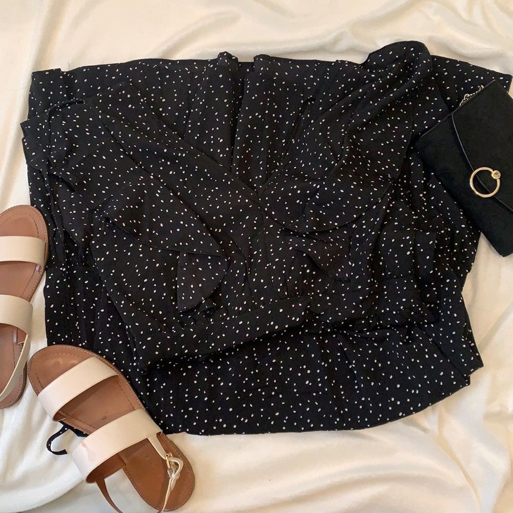 Shein Double V black polka dot maxi dresss